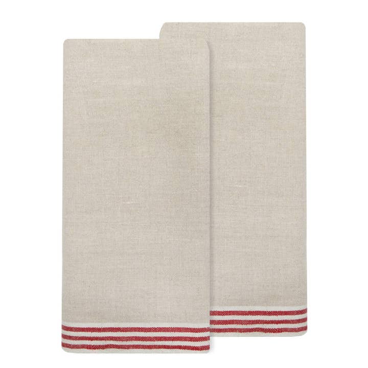 Alsace Natural & Red Towels 20x30 - Set of 2 for wholesale by Couleur Nature