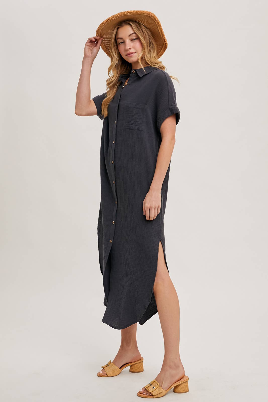 Bluivy - Wholesale Dress - Women's - BUTTON UP MAXI SHIRT DRESS WITH POCKET7
