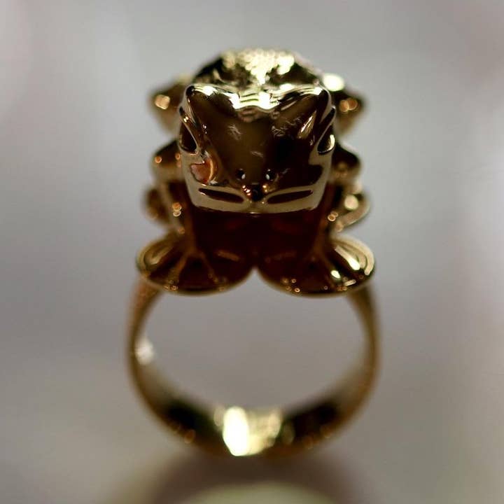Asante Frog Mpetea (Chief's Ring) - Gold-Plated for wholesale by BoneNE, LLC