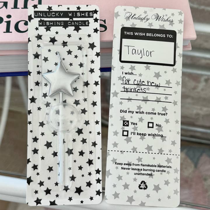 Unlucky Wishes - Wholesale Novelty Candle - Star Shaped Silver Candle, Write Your Wish | Unscented2