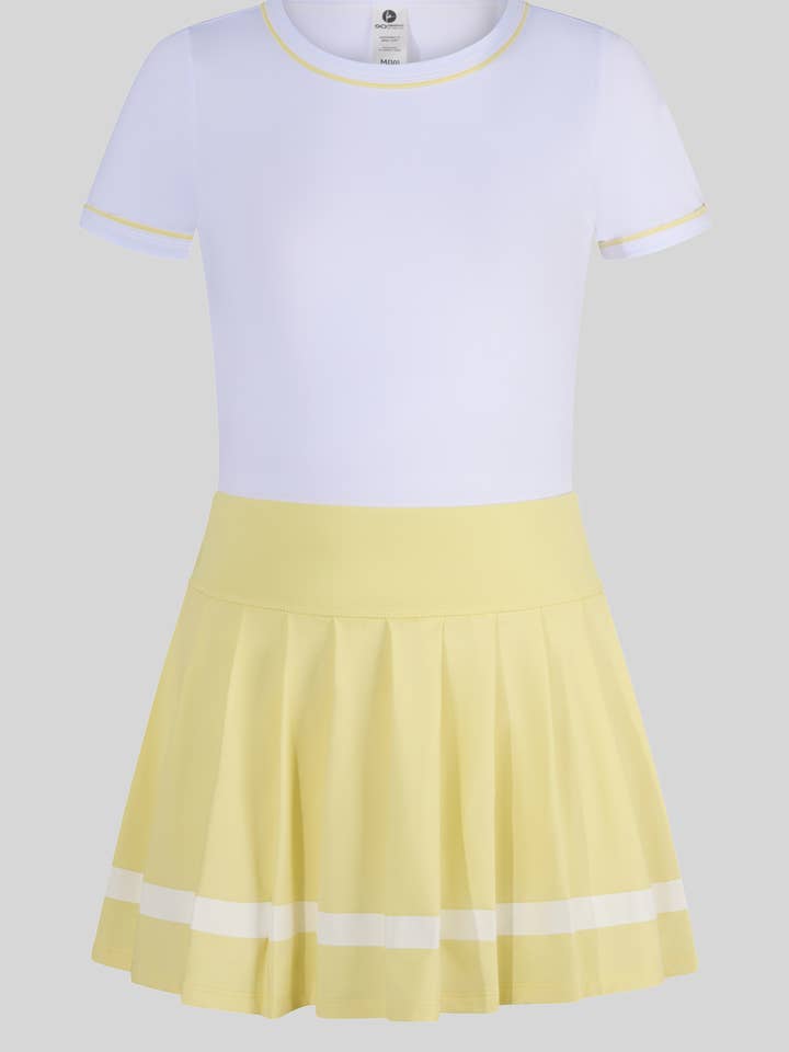 Little Girls Short sleeve and Pleated Skirt with Inner Short for wholesale by 90 Degree by Reflex & Yogalicious