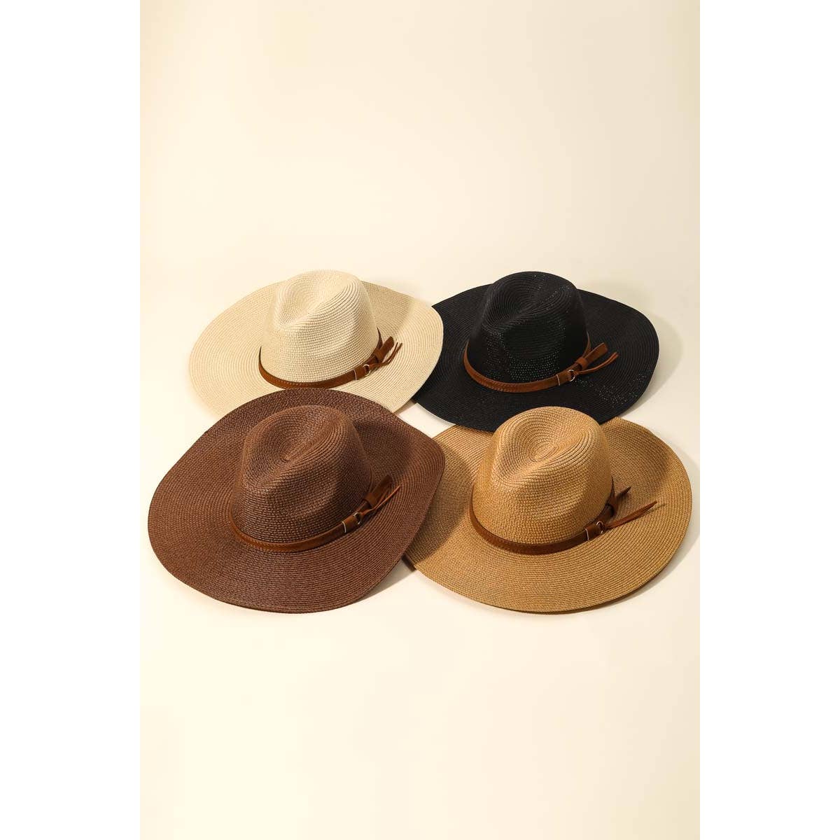Anarchy Street - Wholesale Straw Hat - Women's - Leather Belt Straw Fedora Hat4