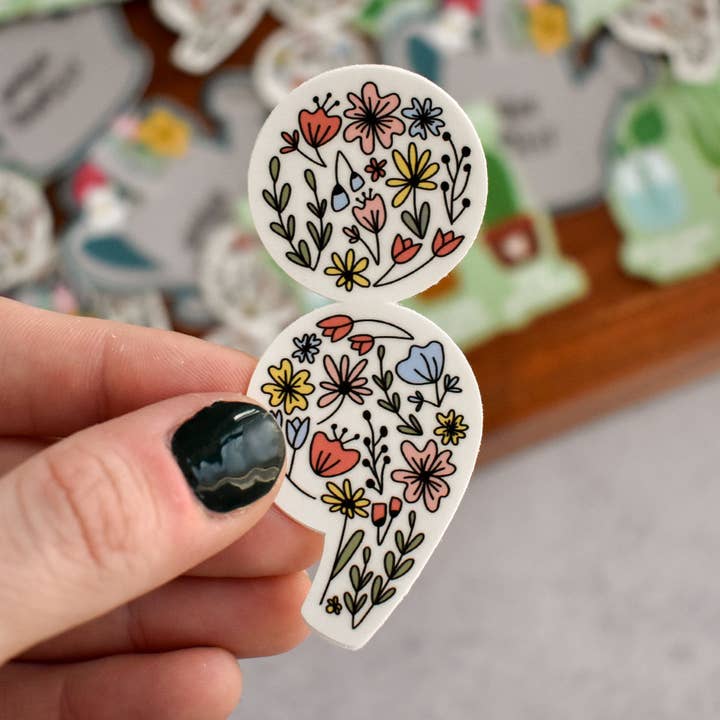 Floral Semicolon Sticker for wholesale by Kyn You Believe It