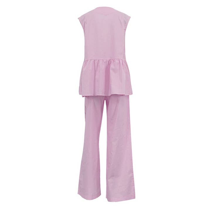 Pink Sleeveless tank top pants set for wholesale on Faire