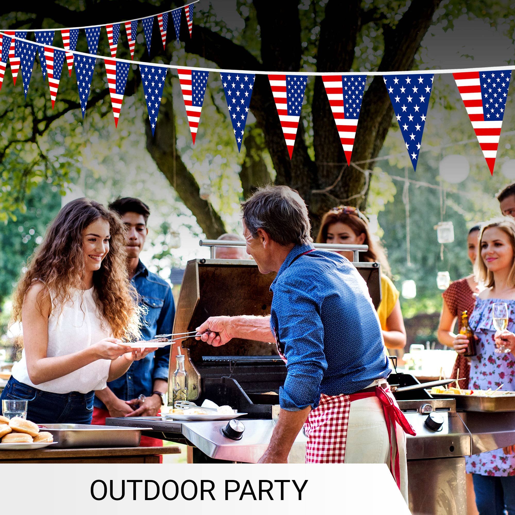 G128 - Wholesale Party Sign/Banner - G128 American USA Pennant Banner | Flag 7 x 8 Inch, Full String 9.8 Feet | Printed 150D Polyester, Decorations For Bar, School, Festival Events Celebration (Total 10 PCS)6