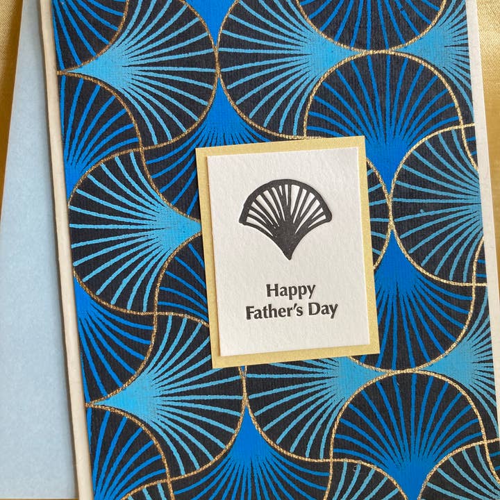 Blue Fan Father's Day card for wholesale by Deep Ink Letterpress