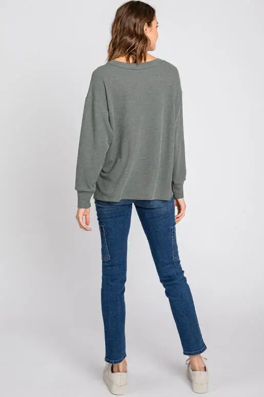 Dk Olive Thermal Long Sleeve Top - T31146 for wholesale on Faire5