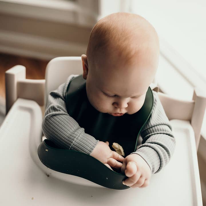 Three Little Tots - Wholesale Bib - Baby - Black Silicone Bib with Crumb Catcher