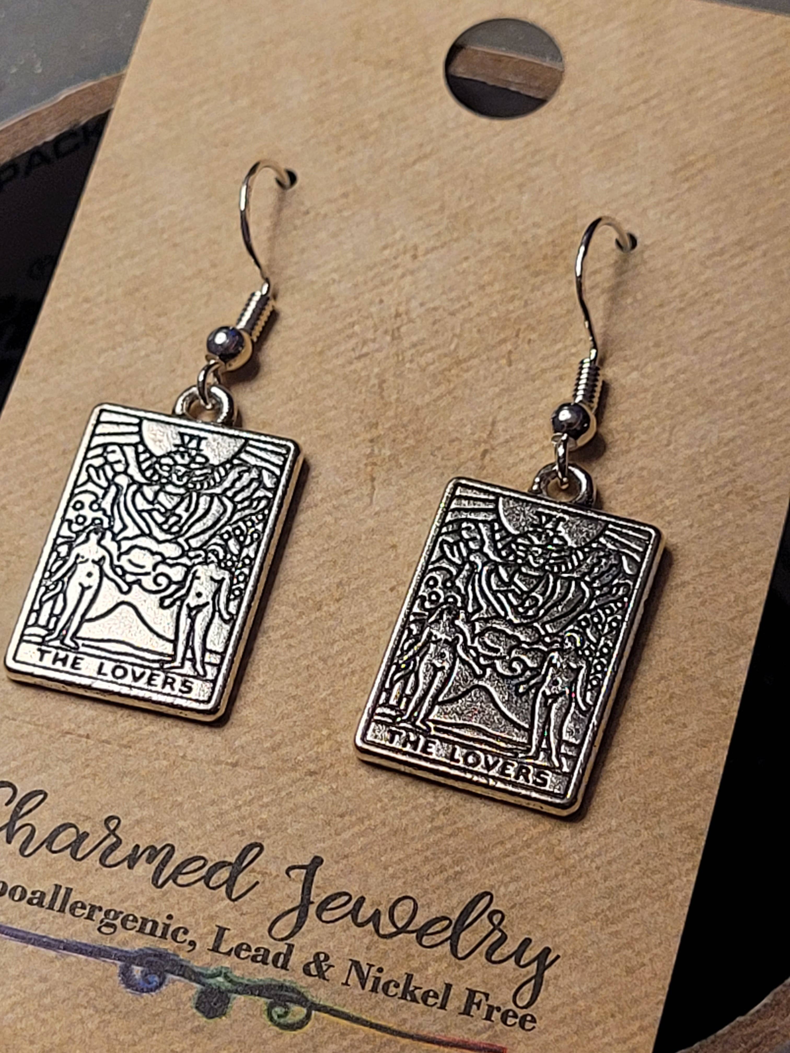 Con-Quest Crafts - Wholesale Dangle Earrings - Silver Tarot cards Earrings - Various card designs.3