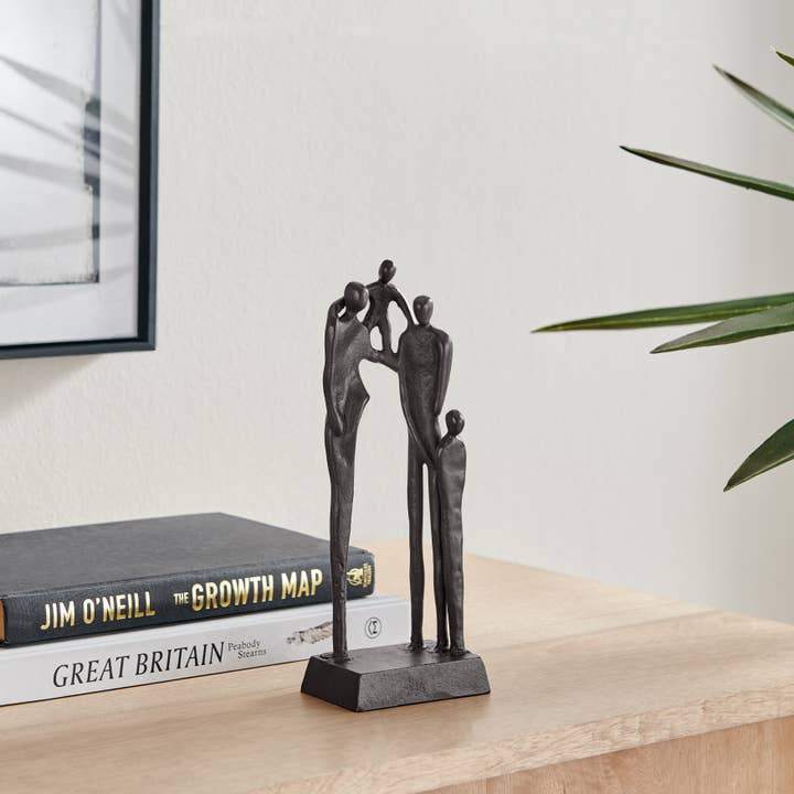 Danya B - Vente Sculpture - Sculpture abstraite de la famille de quatre personnes ensemble en fonte brune2