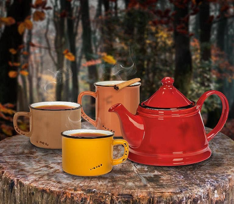 Abbott - Wholesale Tea Pot - Enamel Look Teapot, 9"L (32oz) - 10457