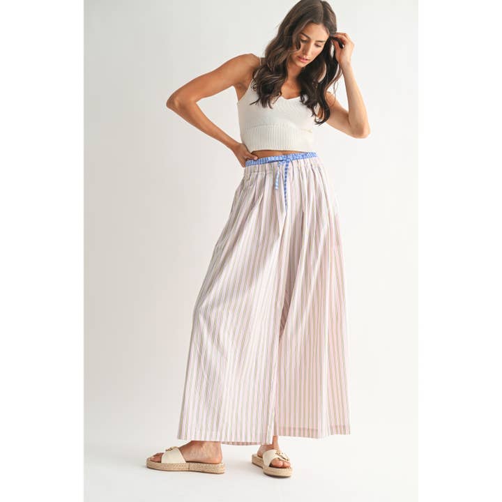 PINK STRIPE STRIPED WIDE-LEG TROUSERS for wholesale on Faire