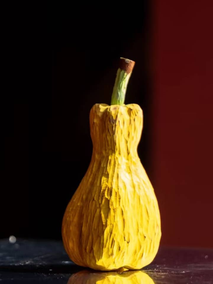 Handcrafted Camphorwood Yellow Pear Ornament for wholesale by sylvarastudio