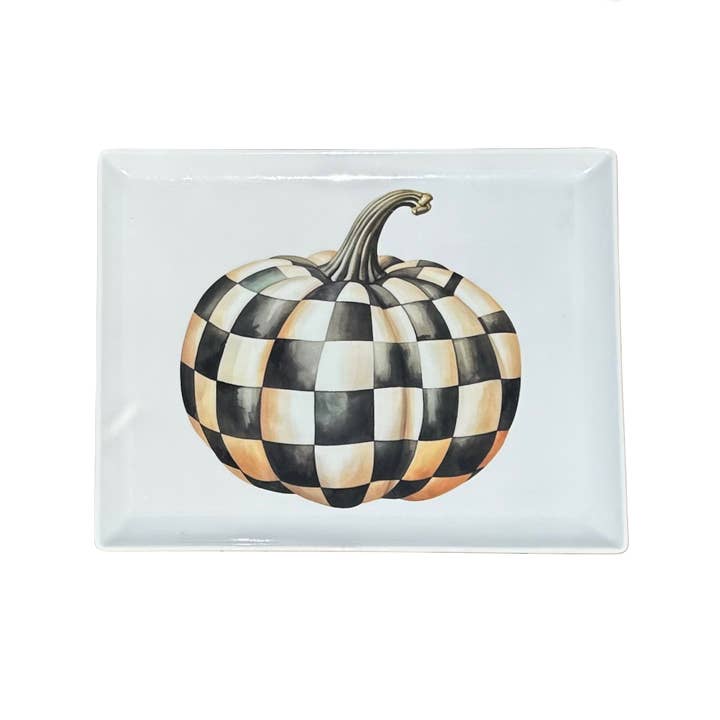 Pumpkin Coupe Tray - Black and White Checkered  for wholesale by The French Bee & Co