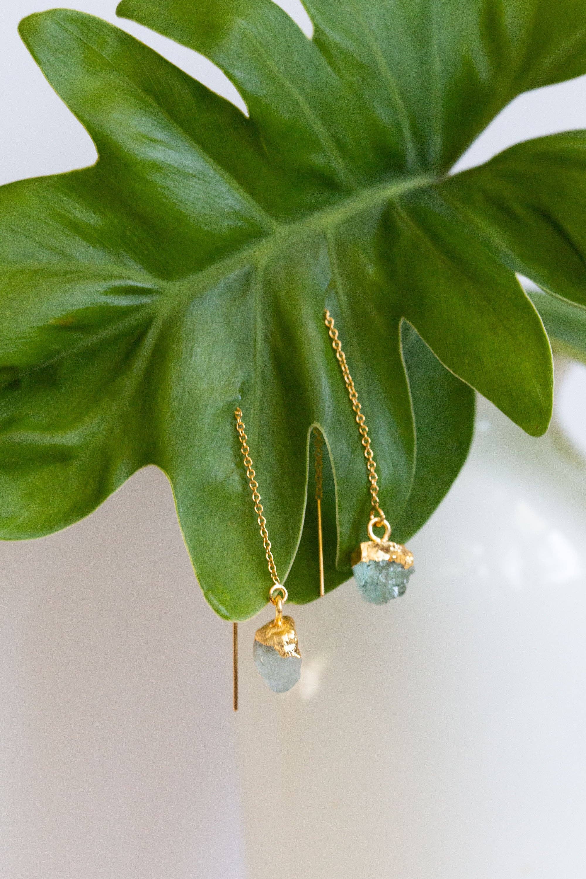 Bohemian and Bouj - Wholesale Dangle Earrings - The Sun Threaders | 14k Gold-Filled + Raw Crystals6