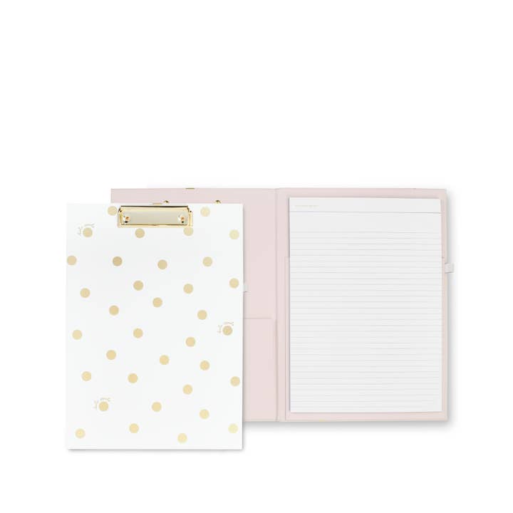 Clipboard Folio, Gold Dot With Script for wholesale by Kate Spade New York by Lifeguard Press