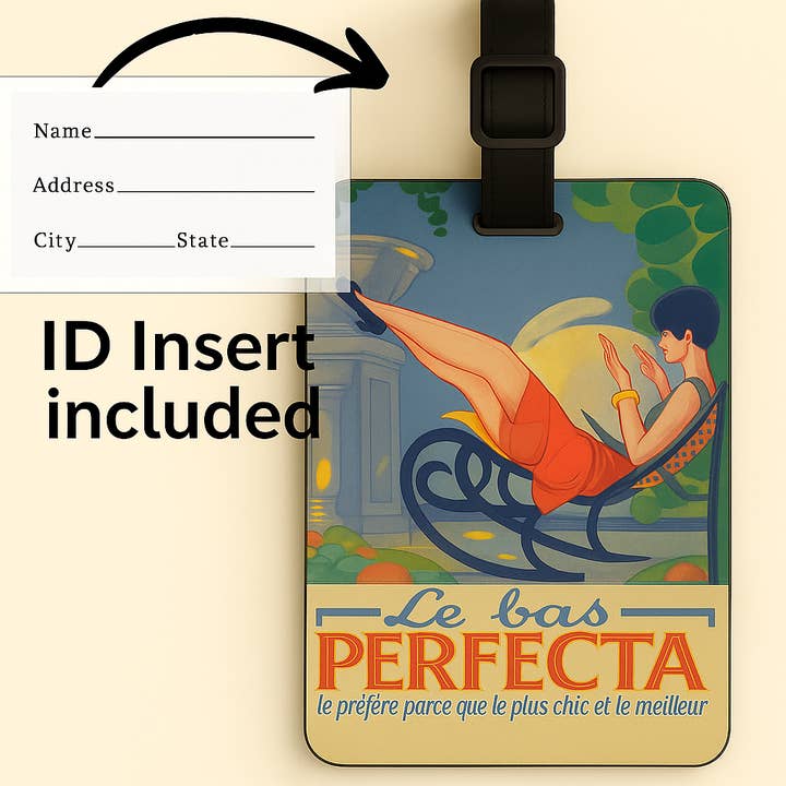 Jolitee - Vente Étiquette pour bagage - Étiquettes de bagages en cuir végétalien : Art d'affiche vintage1