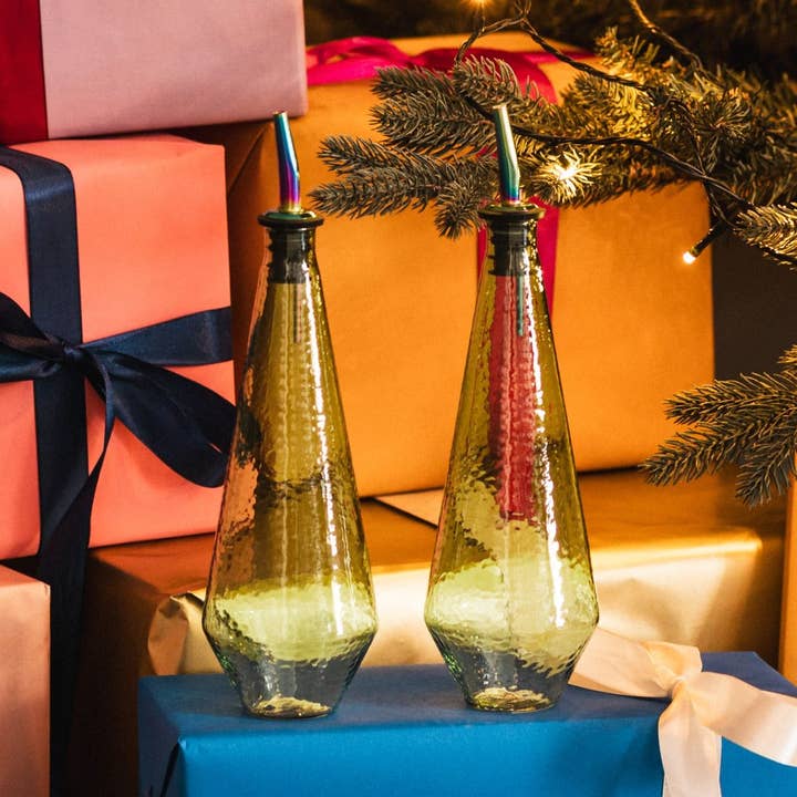 Brût Home and Glassware - Vente Distributeur d'huile et de vinaigre - Ensemble Huile et Vinaigre Claude | Bouteille d'Huile | 30CL | vert1