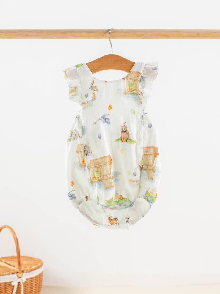 Nola Tawk - Wholesale Bodysuit (Non-Footed) - Baby - Bayou Birthday Organic Muslin Bubble Romper