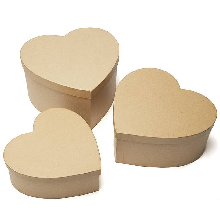 Factory Direct Craft - Wholesale Gift Box - Premade 3-Piece Nested Paper Mache Heart Box Set5