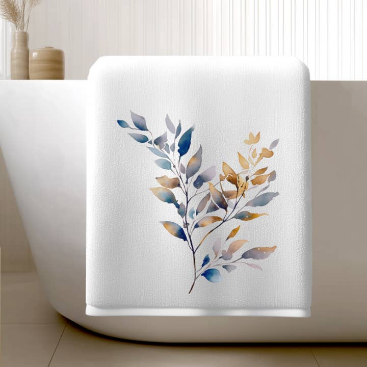 Botanical Bath Towel: Plush Velour & Cotton Terry, Elegant B for wholesale by Fernville Creations