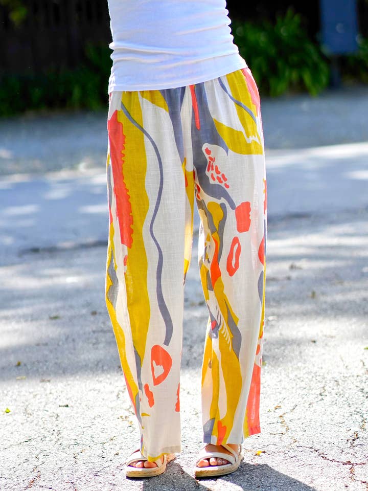 Erin Abstract Print Pants Multi for wholesale on Faire