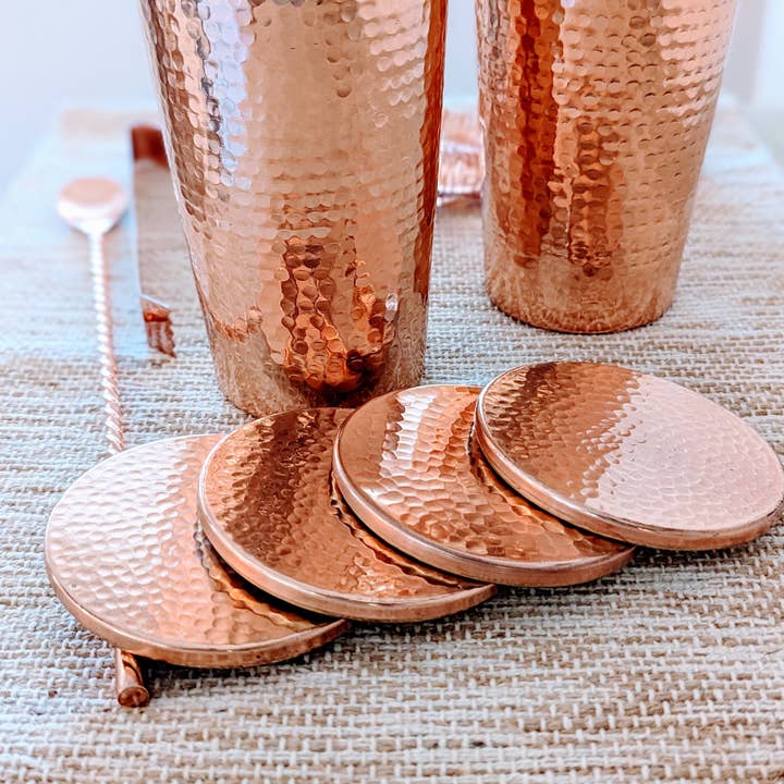 Tara Handicraft – wholesale Underlägg – Ren koppar & mässing glasunderlägg uppsättning av 4