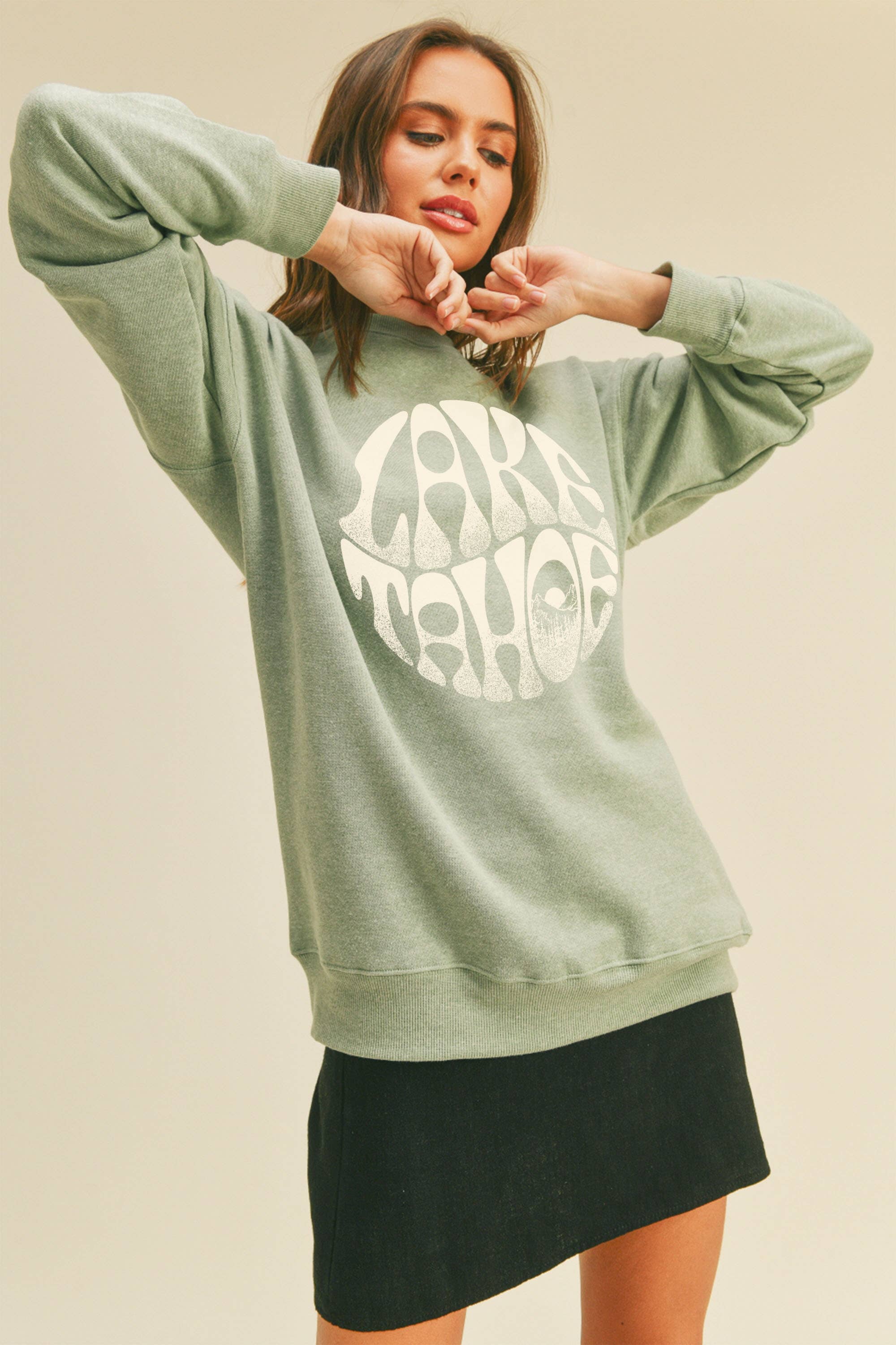 Honestee - Vendita all'ingrosso Felpa stampata - Donna - Felpa con grafica Lake Tahoe1