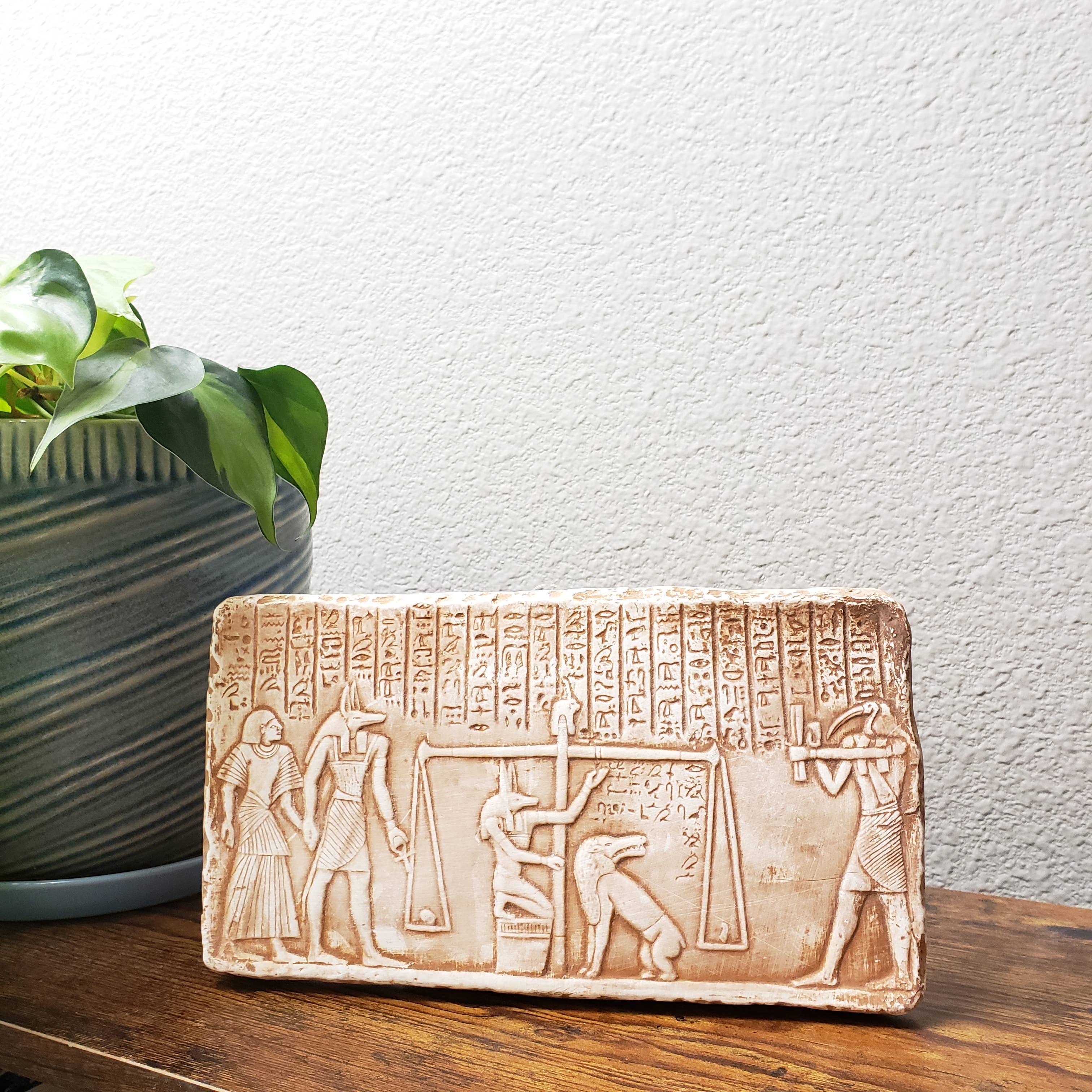 Discoveries, Inc. - Wholesale Plaque - Egyptian Judgement Scene Plaque Gypsum - 10"5