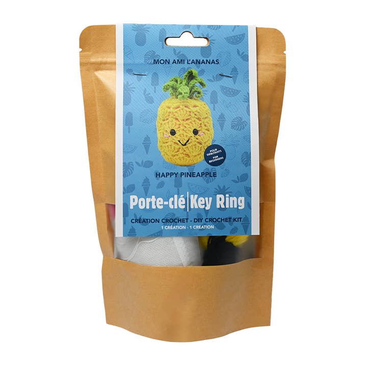 HAPPY PINEAPPLE DIY CROCHET KEY RING KIT for wholesale by pierrebelvedere.com