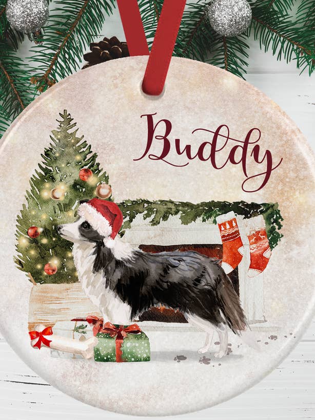 Decoração de Natal Border Collie por atacado de WagATudeTags