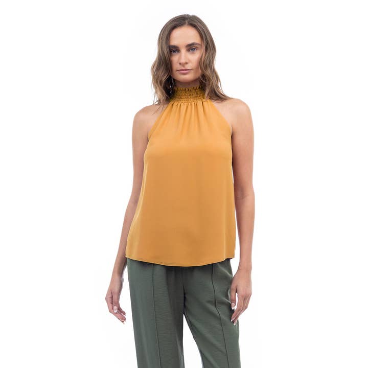 Naked Zebra Rack - Wholesale Tank Top - Women's - Halter Mock Neck Smocked Rounded Hem Top10