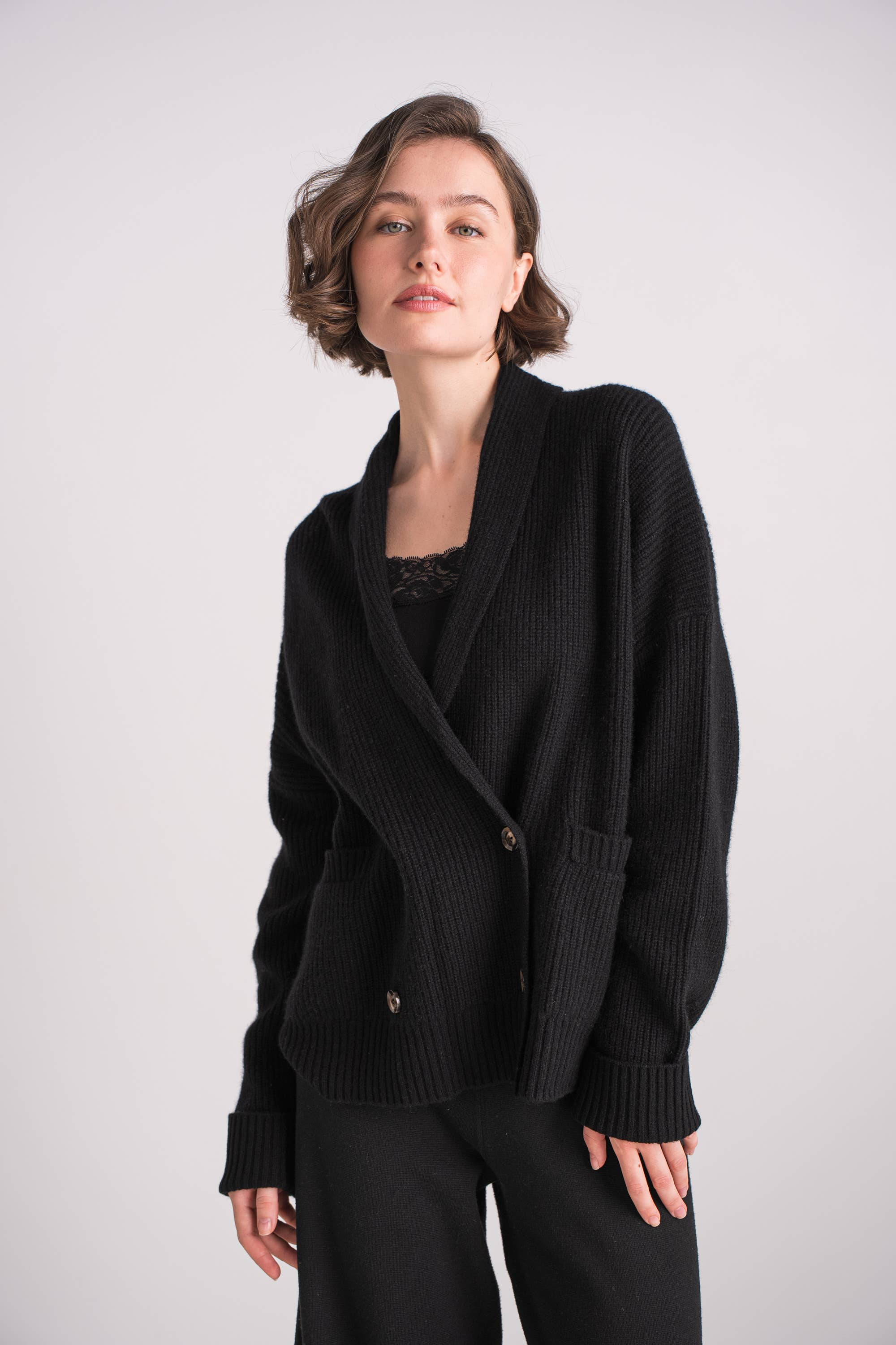 jw.atelier – Cardigan - Mulher por atacado – Colete xale 100% caxemira 4 fios0