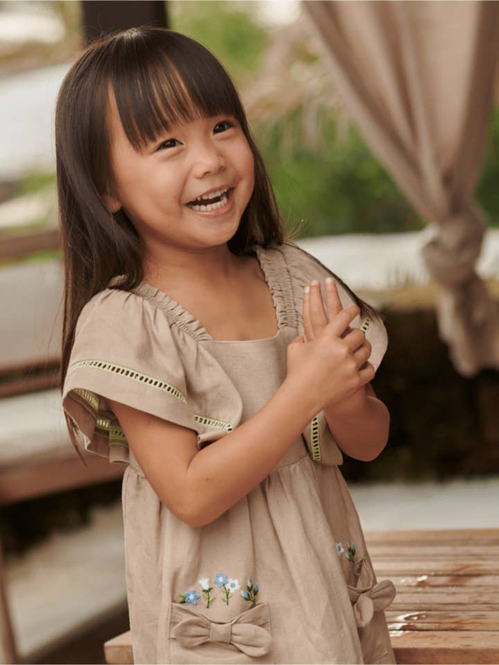 Little-Betty - Wholesale Dress - Kids - BLOOMS AND BOWS LINEN DRESS