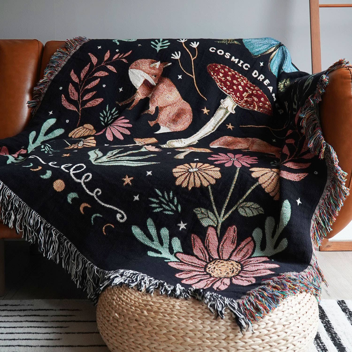 Relatable Basic - Wholesale Throw Blanket - Cosmic Dreamer Woven Throw Blanket Mystical Whimsical Decor1