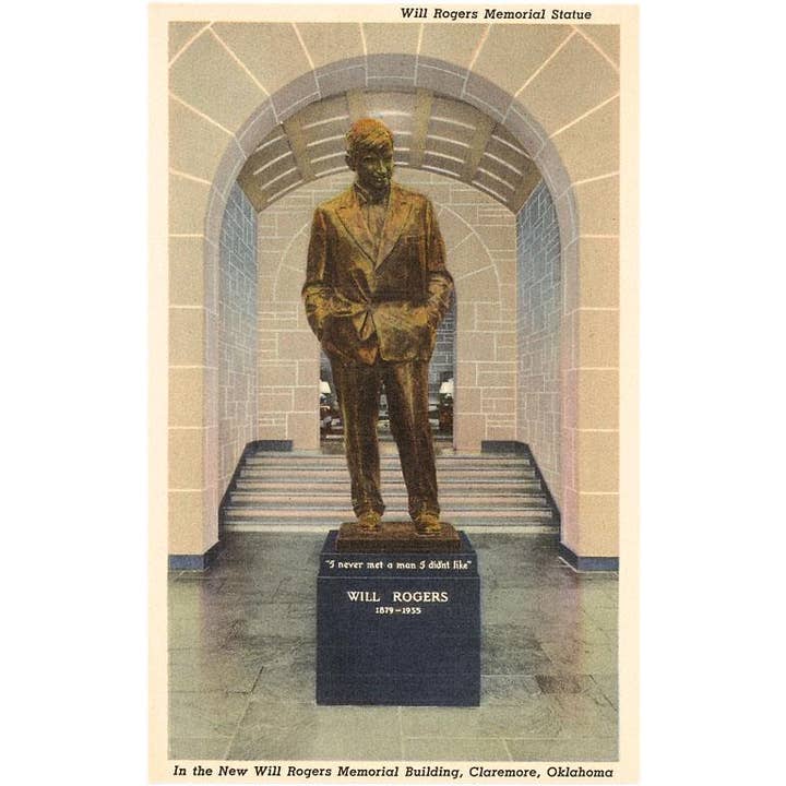 Postkort OK-55 Will Rogers Statue, Claremore for engroshandel hos Found Image Press