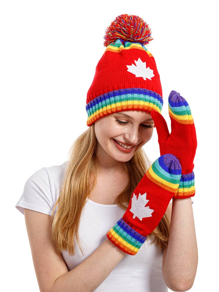 Rainbow winter Beanie (WBN-34) for wholesale by Imagine Imports