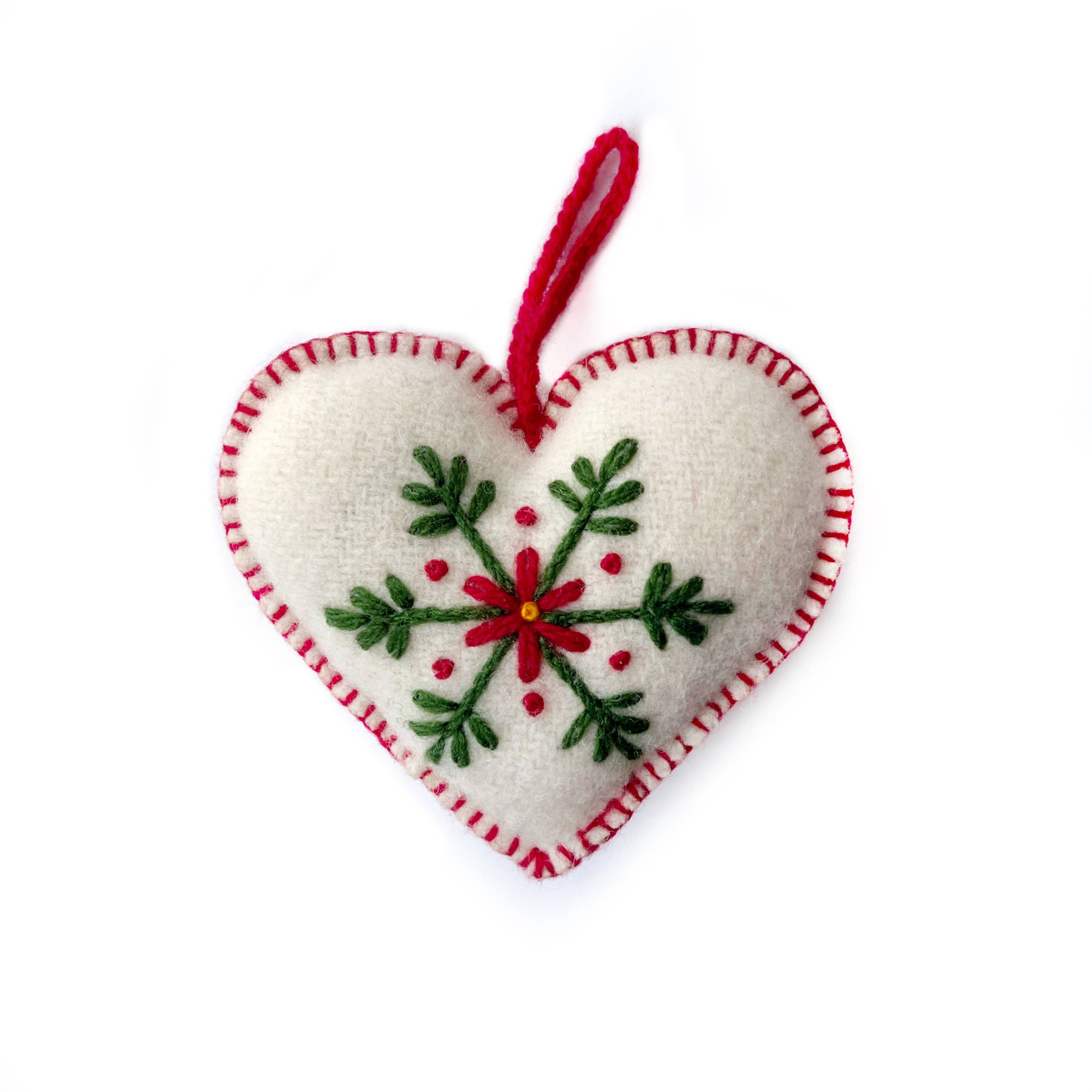 Ornaments 4 Orphans – wholesale Ornament – Heart Embroidered Wool Christmas Ornament1
