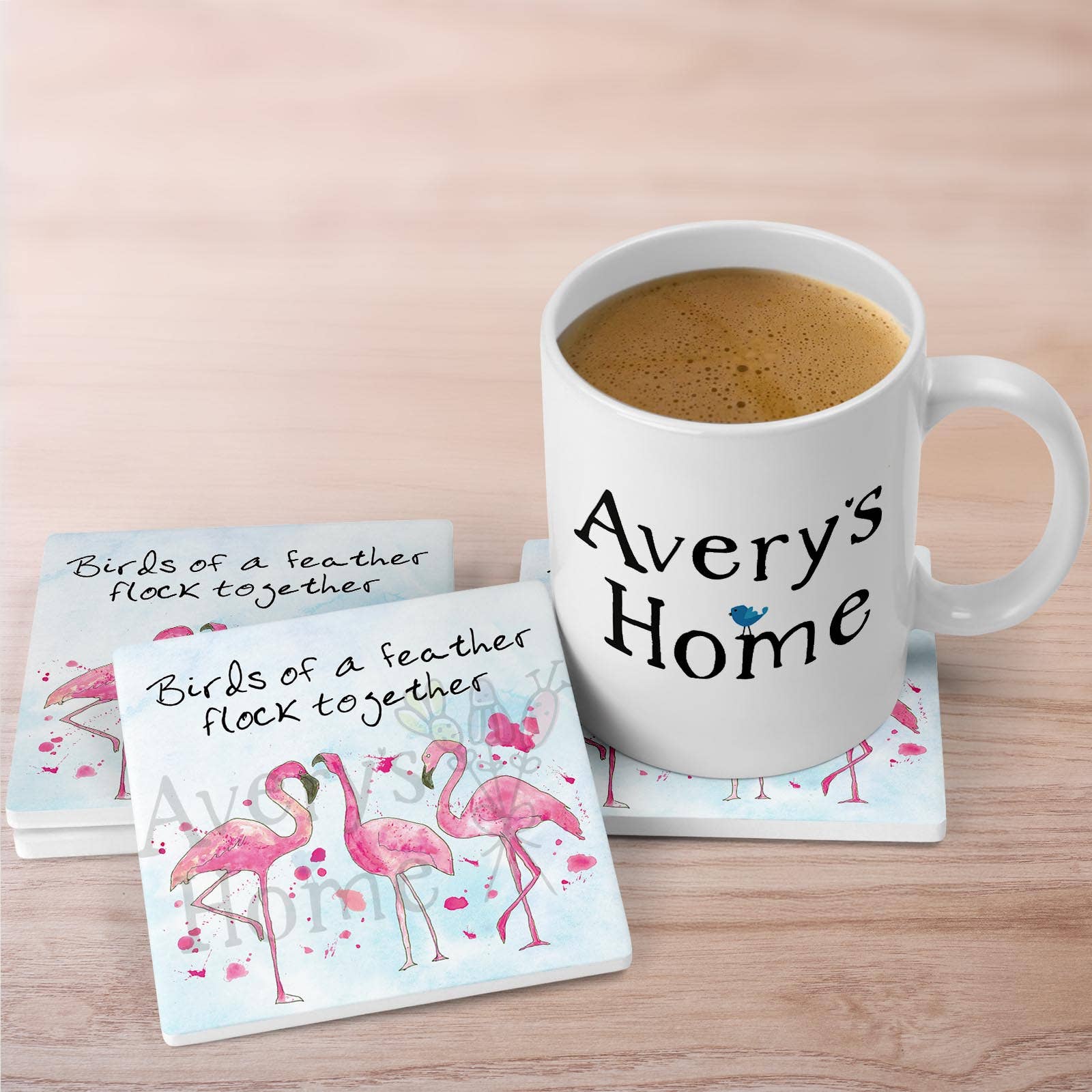 Avery's Home - Wholesale Coasters - Birds of a Feather Flamingo Absorbent Stone Coaster2