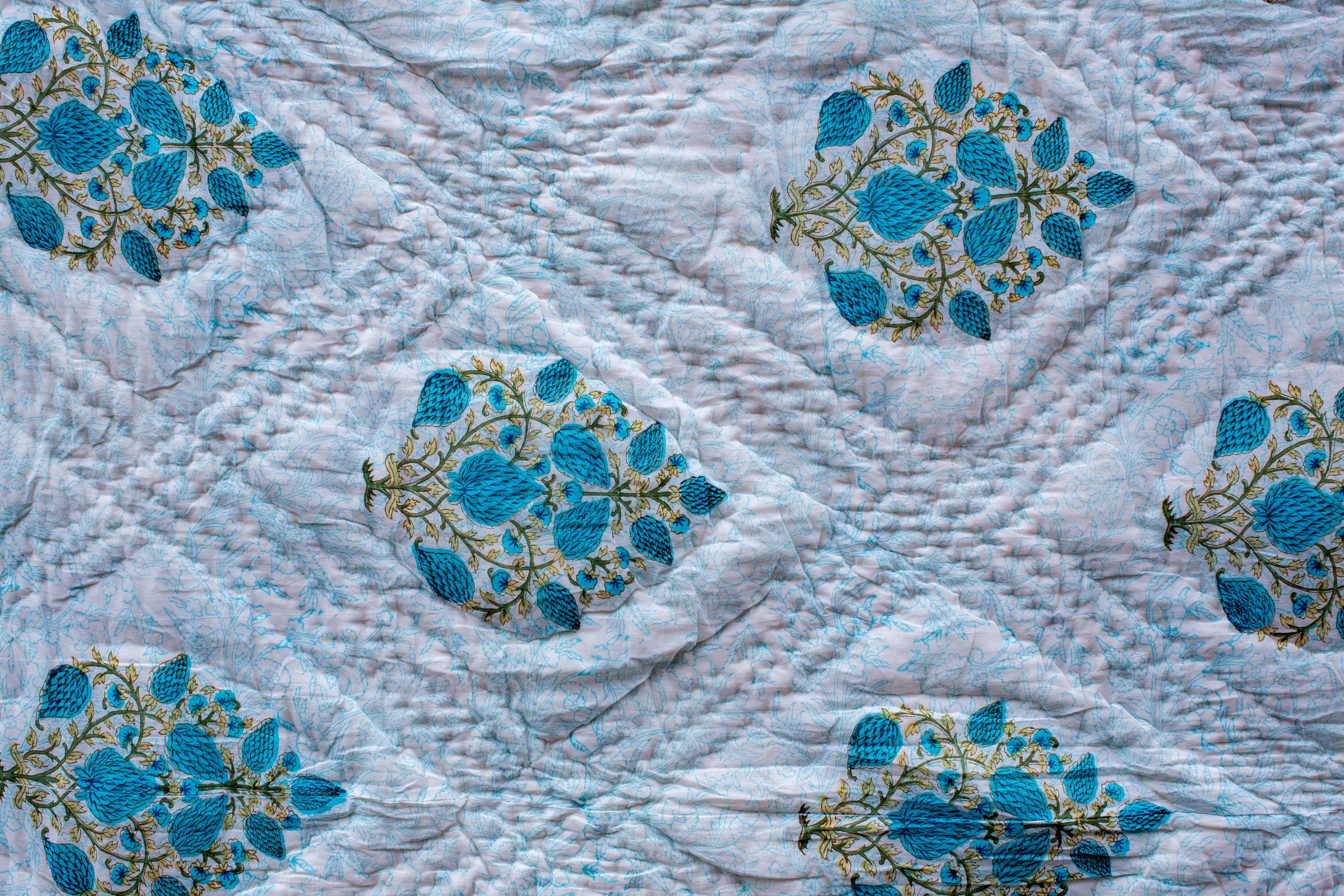 The India Shop – wholesale Quilt – Print Block Padded Quilt - Tidcombe4