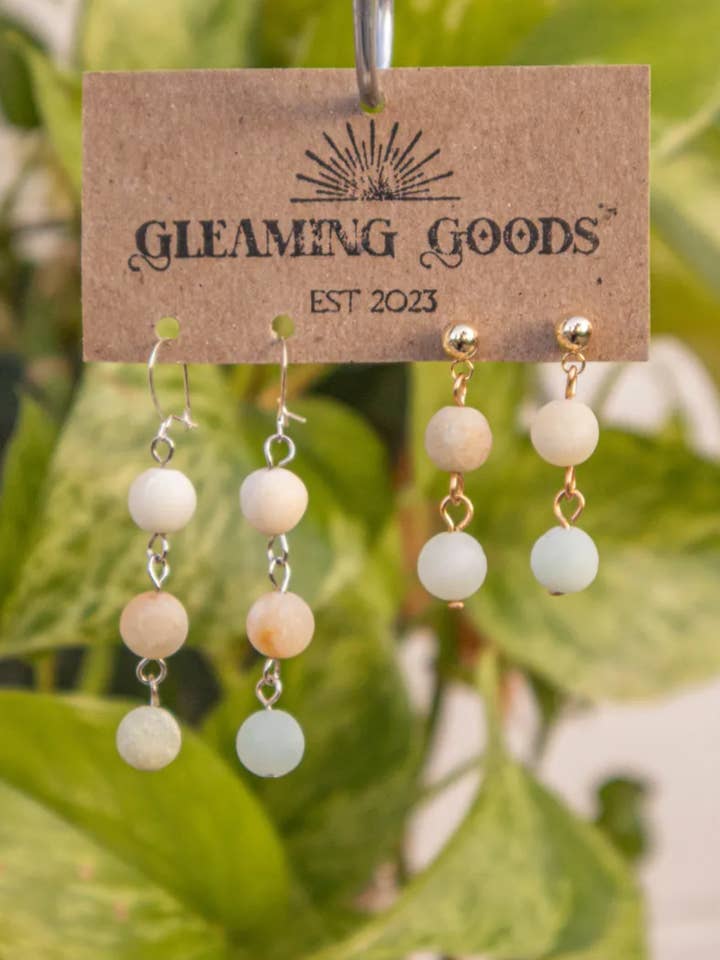 Matte Amazonite Drop Dangle Earrings for wholesale by Gleaming Goods