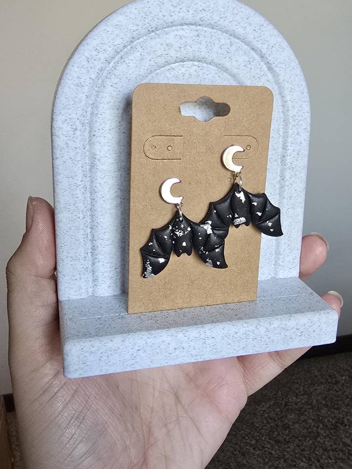 Moon Bats Polymer Clay Dangle & Stud Earrings for wholesale by ANS Designs Co