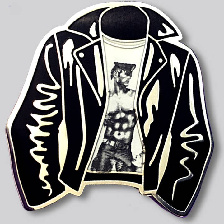 Tom of Finland Leather Jacket Pin for wholesale by GAYPIN'