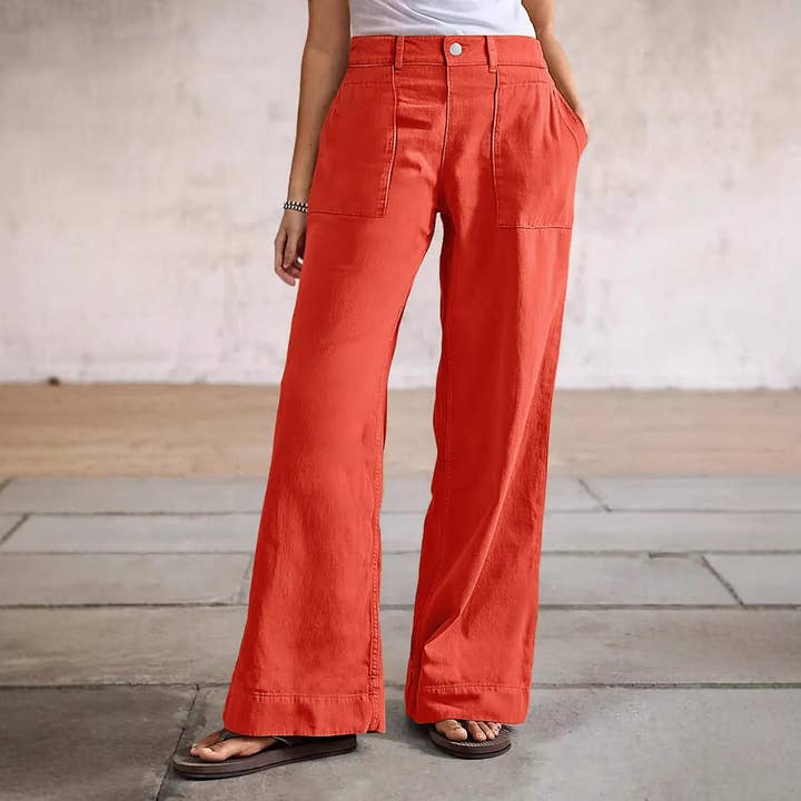Autumn orange wide-leg straight jeans for wholesale on Faire2