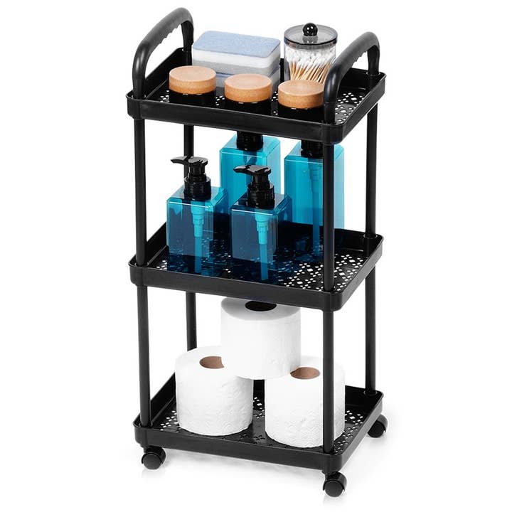 Chariot de Rangement Noir 3 Niveaux 30x21x61 cm pour la vente par Vilde