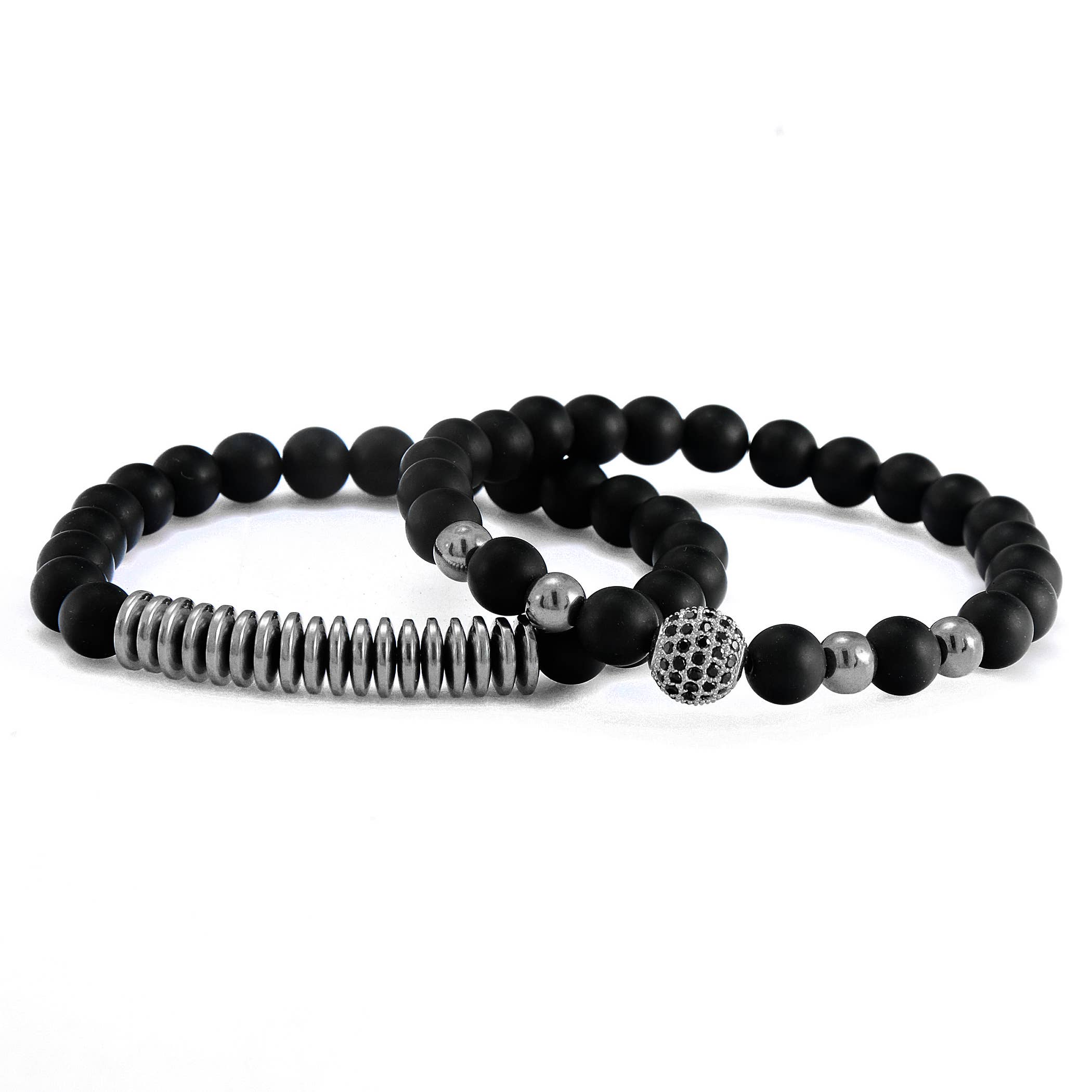 West Coast Jewelry – Engroshandel Smykkesæt – Matte agat og hæmatit Beaded armbånd sæt1