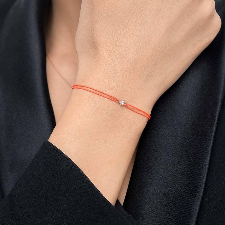 Fita da sorte “My First Diamond”, ouro rosa 14K, antracite por atacado de Leaf Jewelry