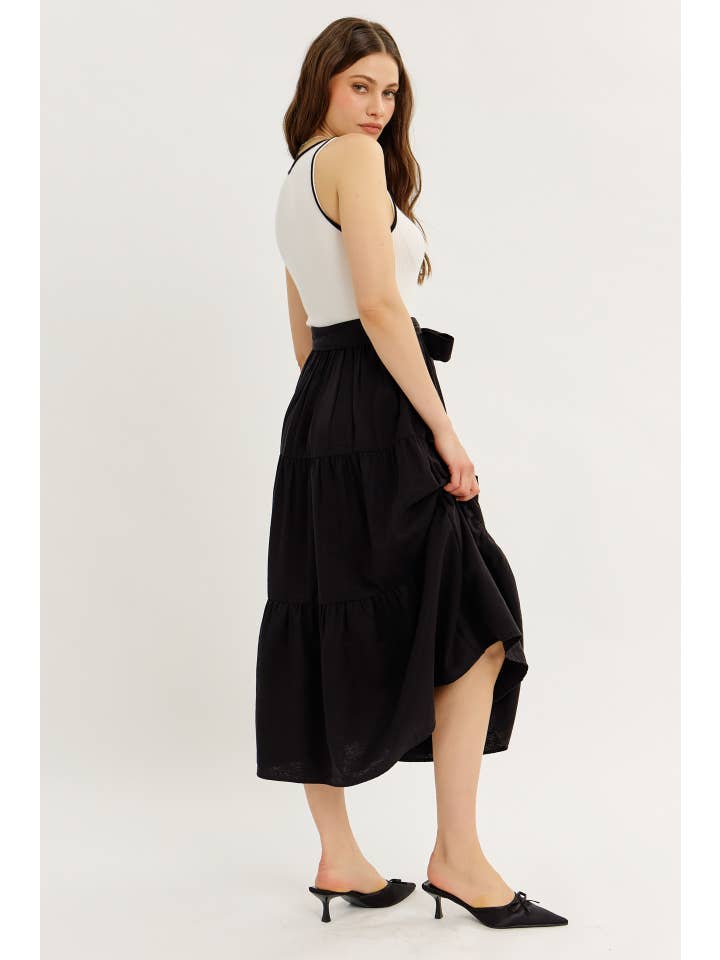 idem ditto – Engroshandel Kjole - Dame – MIDI-KJOLE MED BÆLTE OG FLÆSEDETALJER I BLANDET MEDIE OG SWEATERMATERIALE5