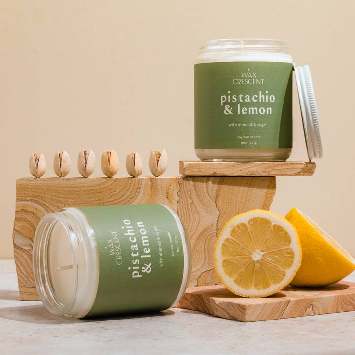 Pistachio & Lemon I Fall Soy Wax Candle for wholesale by Wax Crescent