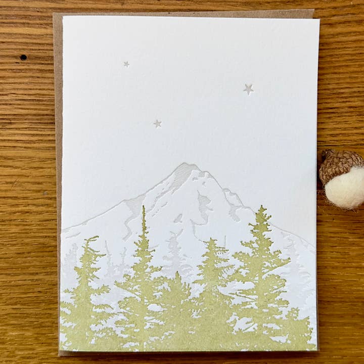 Mt. Hood Mountain Letterpress Card for wholesale by Lark Press